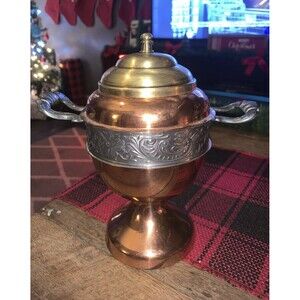 Sheffield Reproduct Sugar Container Bowl Brass & Copper Sweet Pot